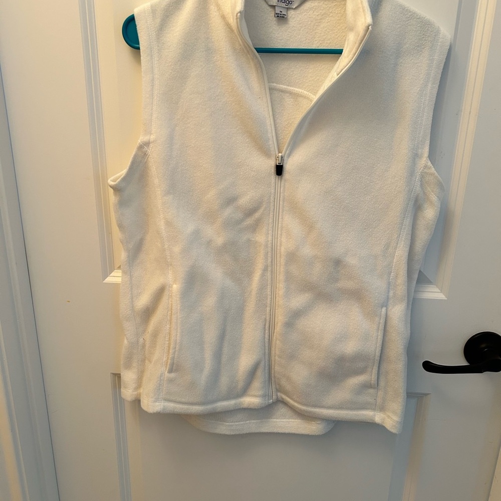 Cozy fall White Fleece Zip-Up Vest